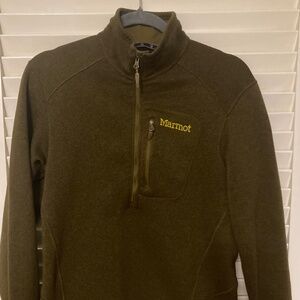 Marmot Men’s Drop Line Quarter Zip Pullover Sweater Size Medium Dark Green Moss